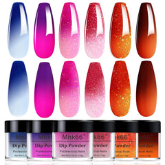 Mnk66 swatches on nail sticks showing color-shift effect for easy shade selection