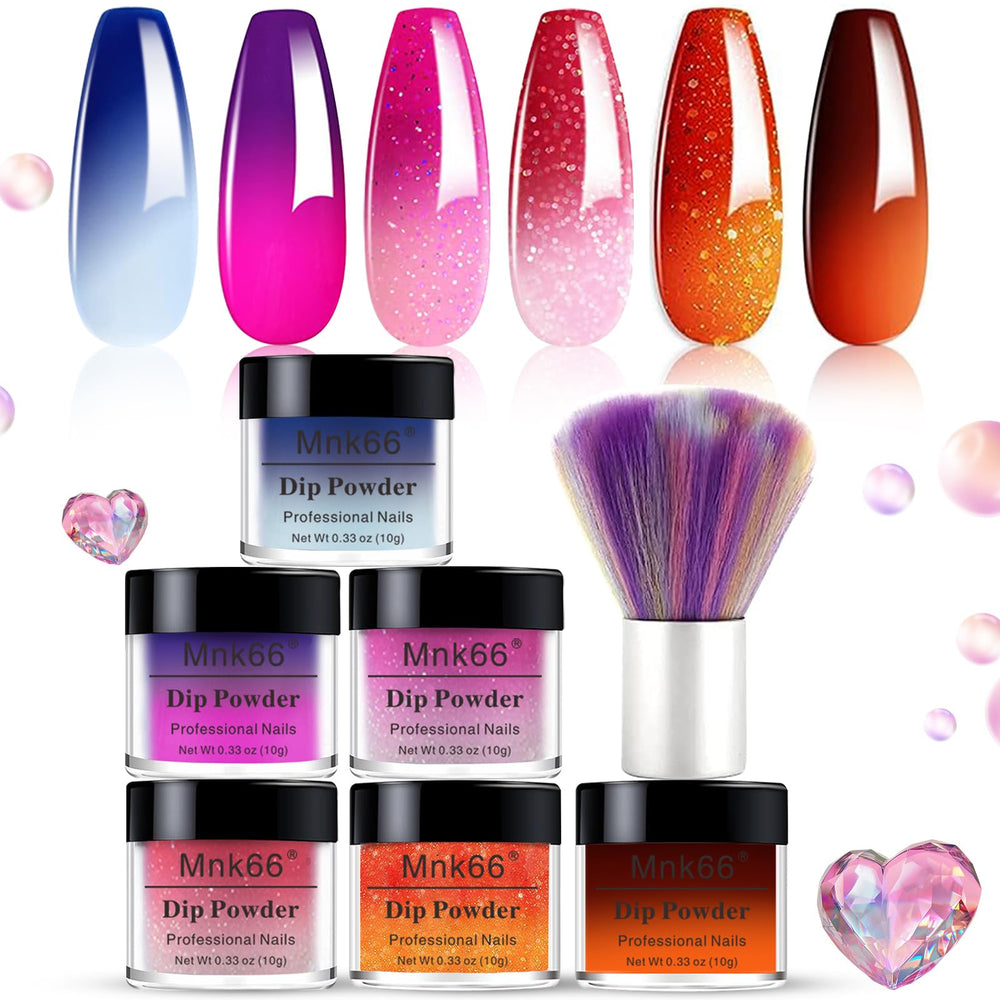 Mnk66 front view of six jars showing vibrant mood-changing colors and neat packaging