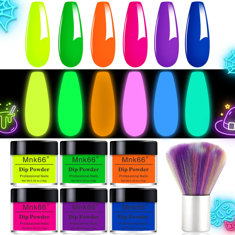 Mnk66 front packaging showing six glow powders and clear labeling for easy selection