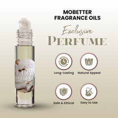 MOBETTER FRAGRANCE OILS oil texture on palm highlighting alcohol-free, skin-friendly finish