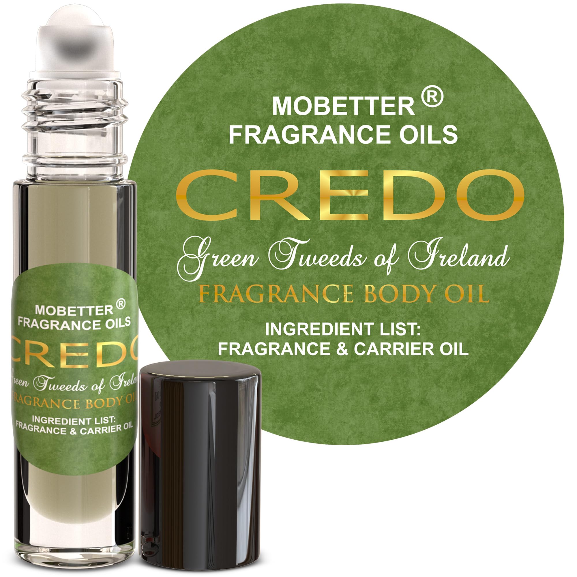 MOBETTER FRAGRANCE OILS front packaging showing travel roll-on, convenient and portable