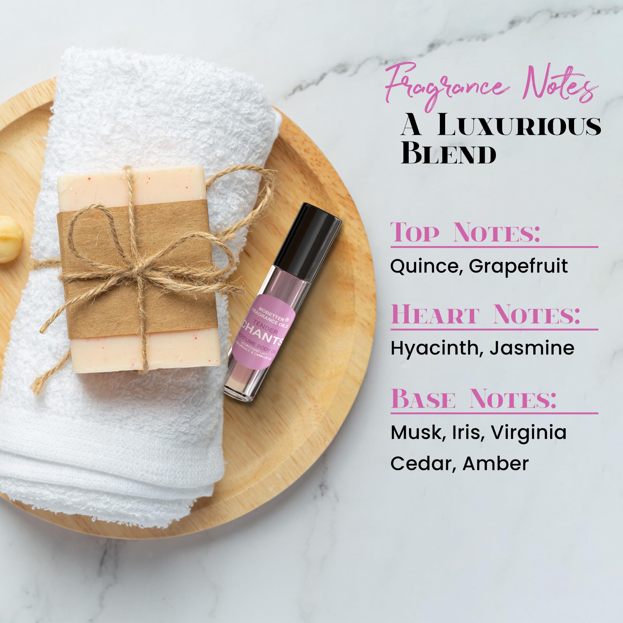 MOBETTER FRAGRANCE OILS ingredients label detail highlighting alcohol-free formulation