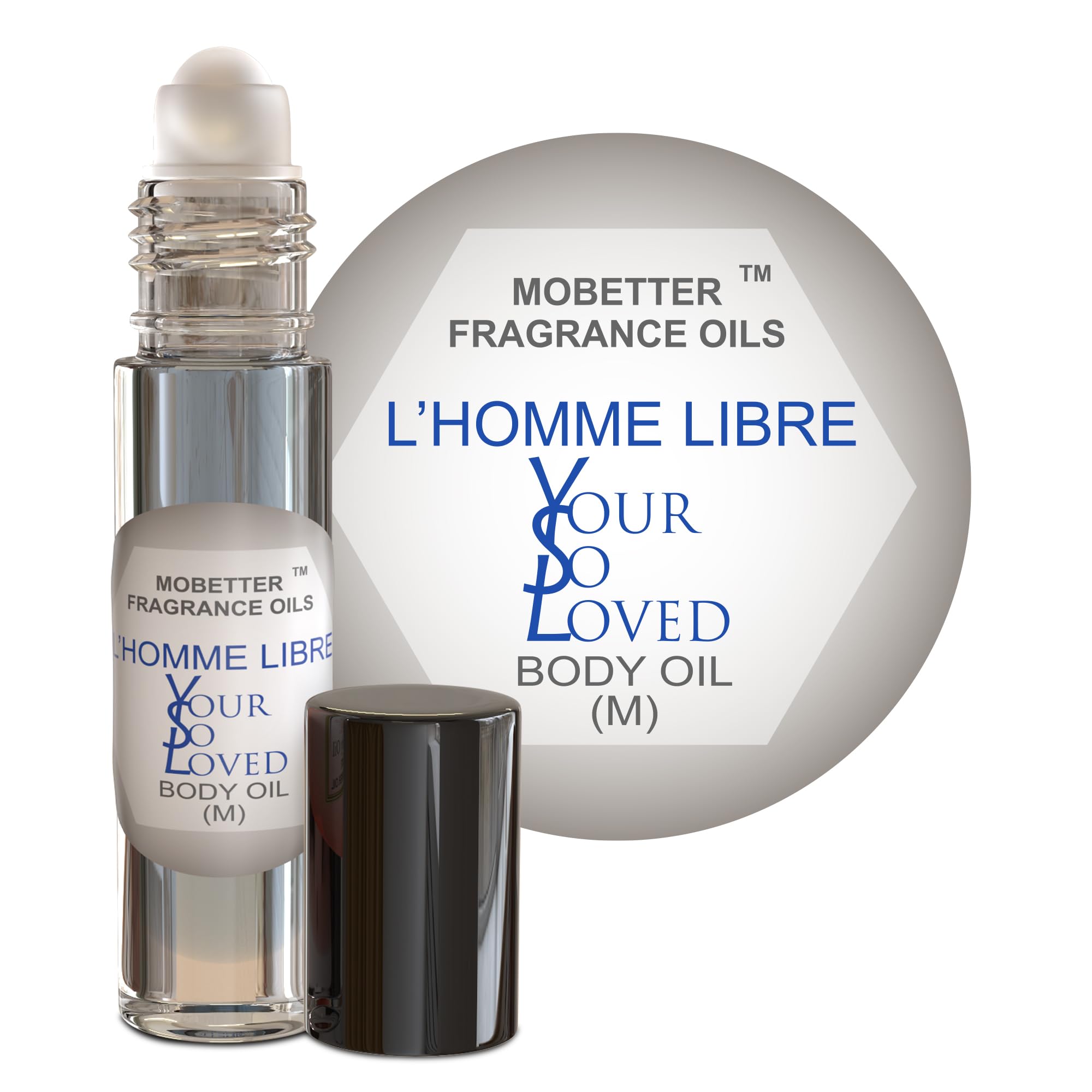 MOBETTER FRAGRANCE OILS roll‑on bottle front view showing compact travel design and label benefit