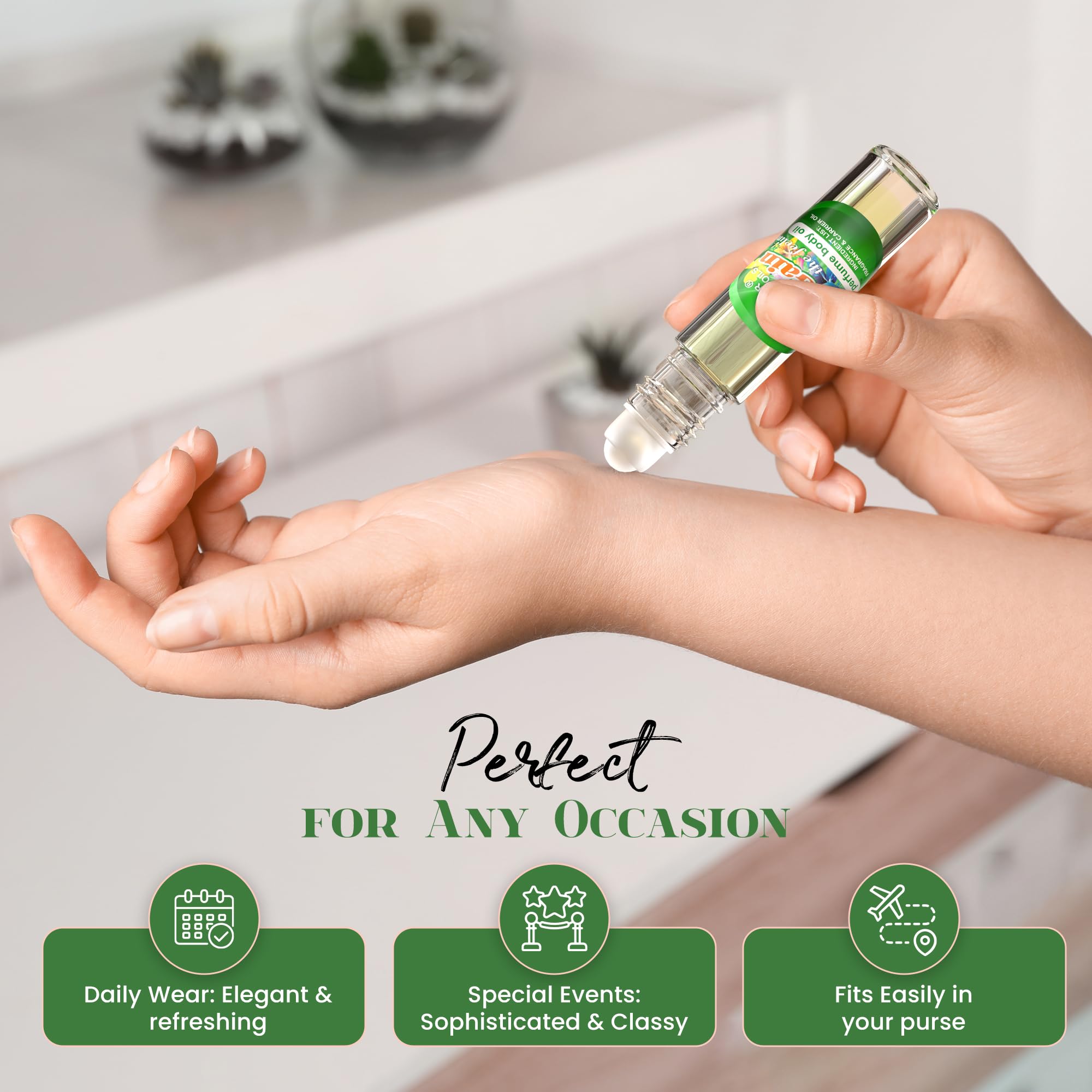 MOBETTER FRAGRANCE OILS applied at pulse point demonstrating targeted scent release and control