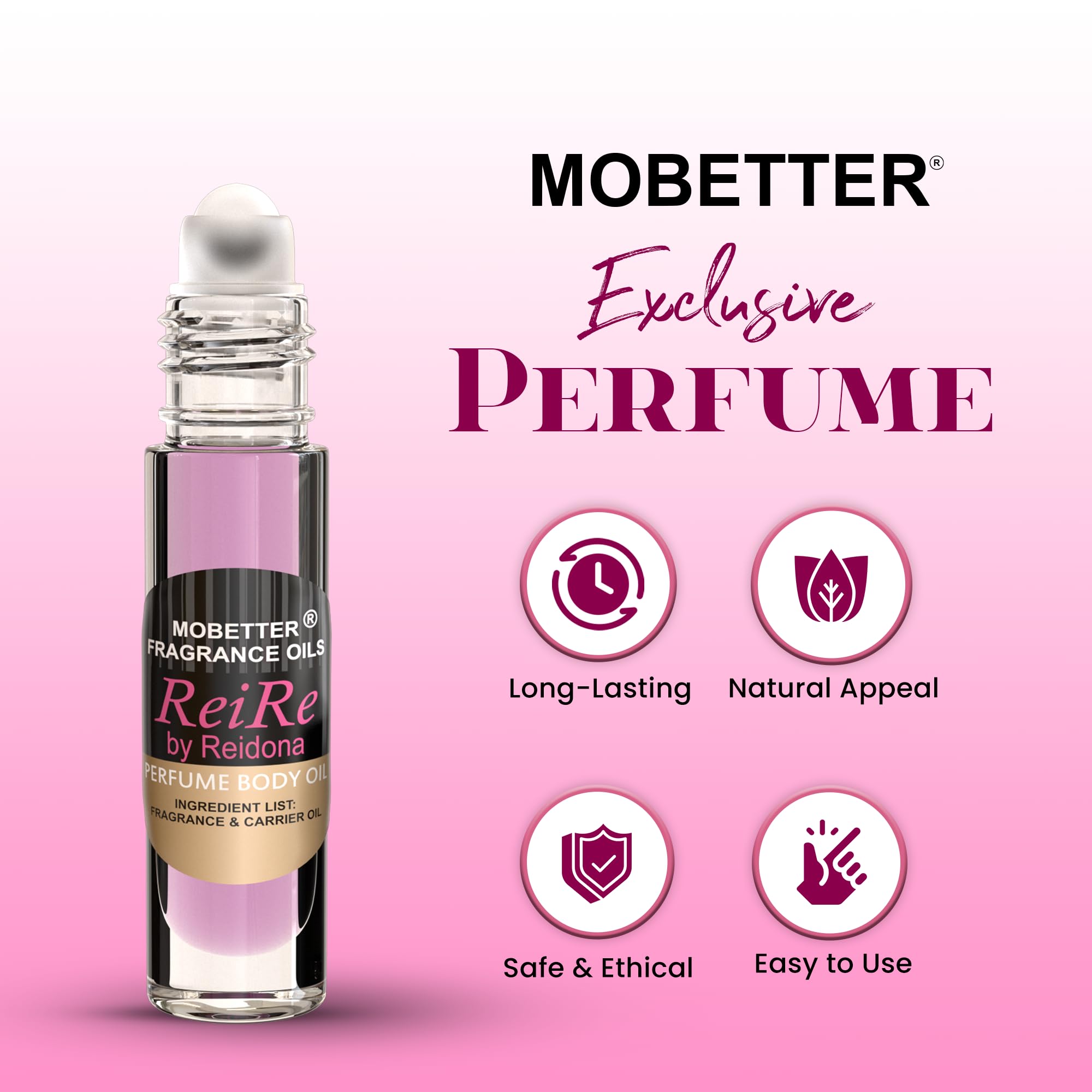 MOBETTER FRAGRANCE OILS ReiRe oil texture close-up showing glossy consistency and long-lasting fragrance benefit