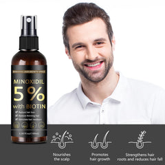 MOC LINK label detail highlighting active 5% minoxidil and biotin information
