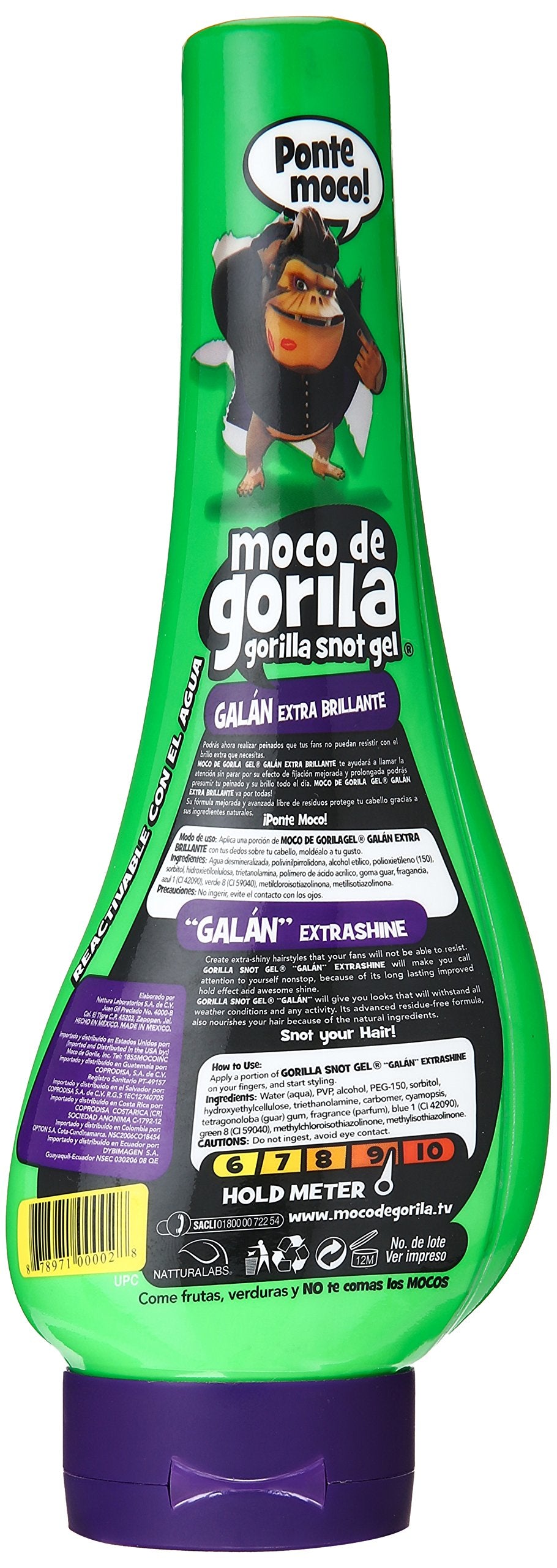 Moco de Gorila Galan gel being squeezed from squizz bottle for precise styling benefit