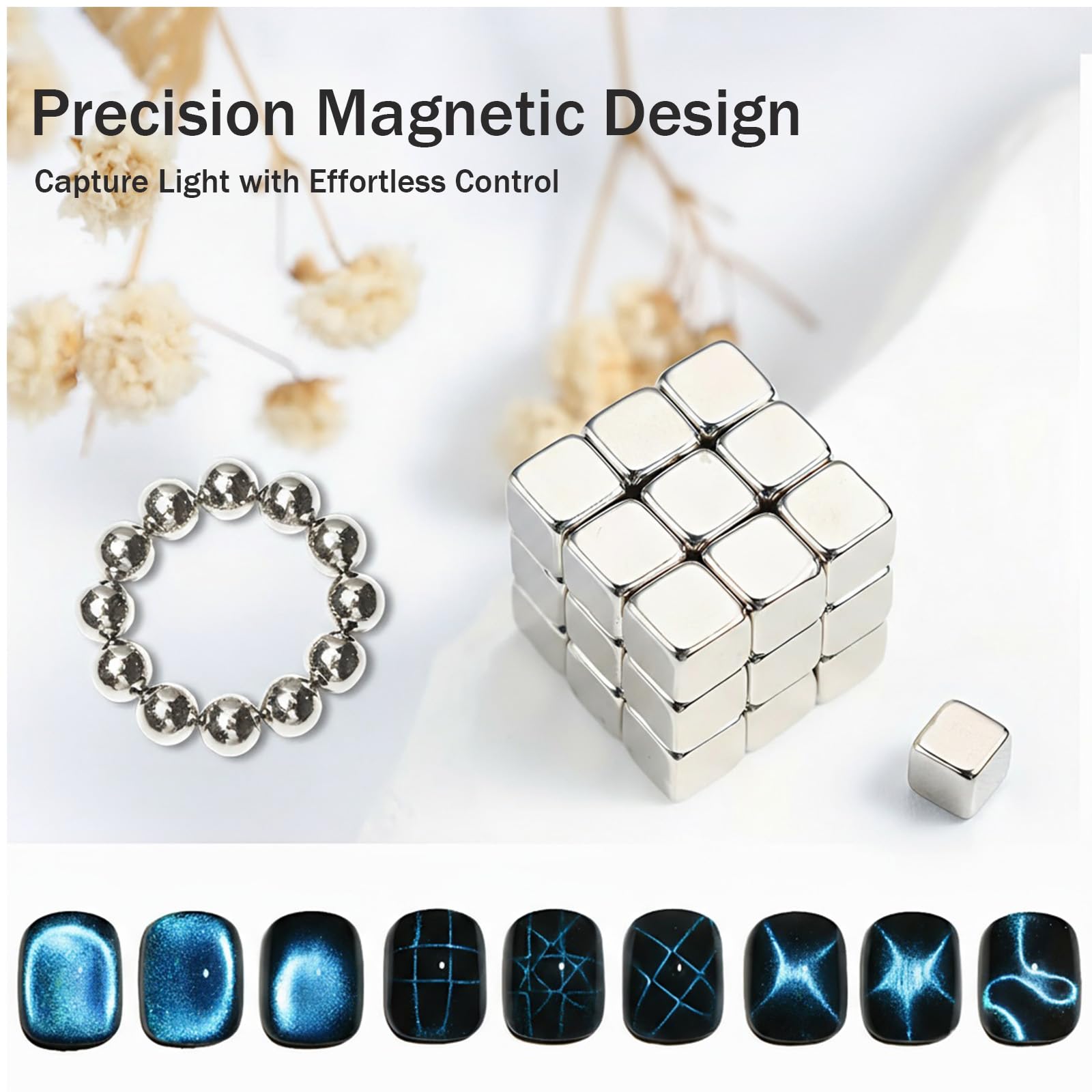 MOCOLIT magnet creating cat-eye gel polish effect on nails for salon results