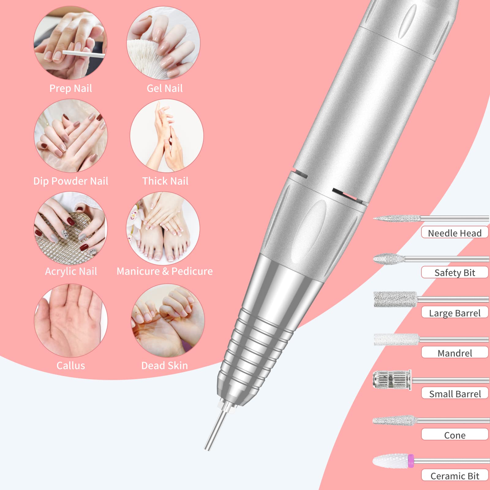 MOCOWIND close-up of aluminum handpiece grip and twist-lock for stable handling and quick bit changes