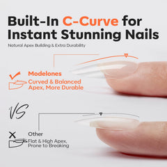 modelones spread of 15 sizes of medium almond tips for precise fit