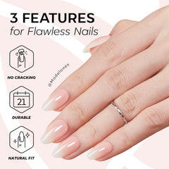 Modelones adhesive tabs and glue detail showing secure options for longer wear