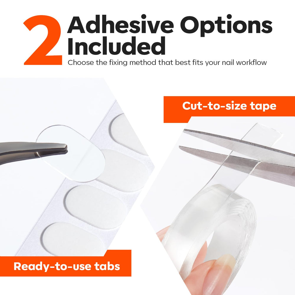 modelones adhesive tabs and tape showing residue-free removal benefit