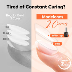 modelones brush applying thin coat to nail demonstrating clump-free application benefit