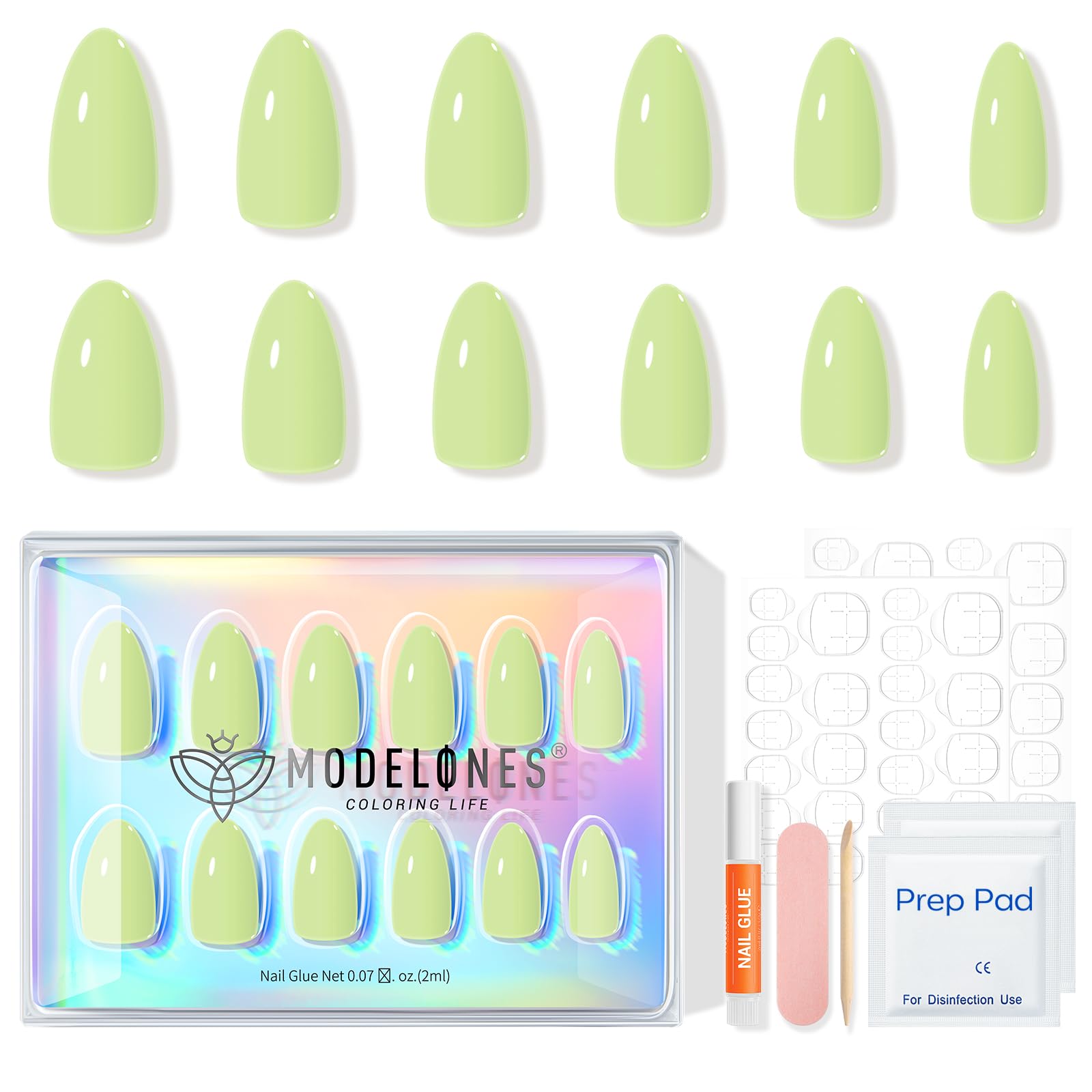 modelones applying glue to natural nail demonstrating quick pop-on mani benefit