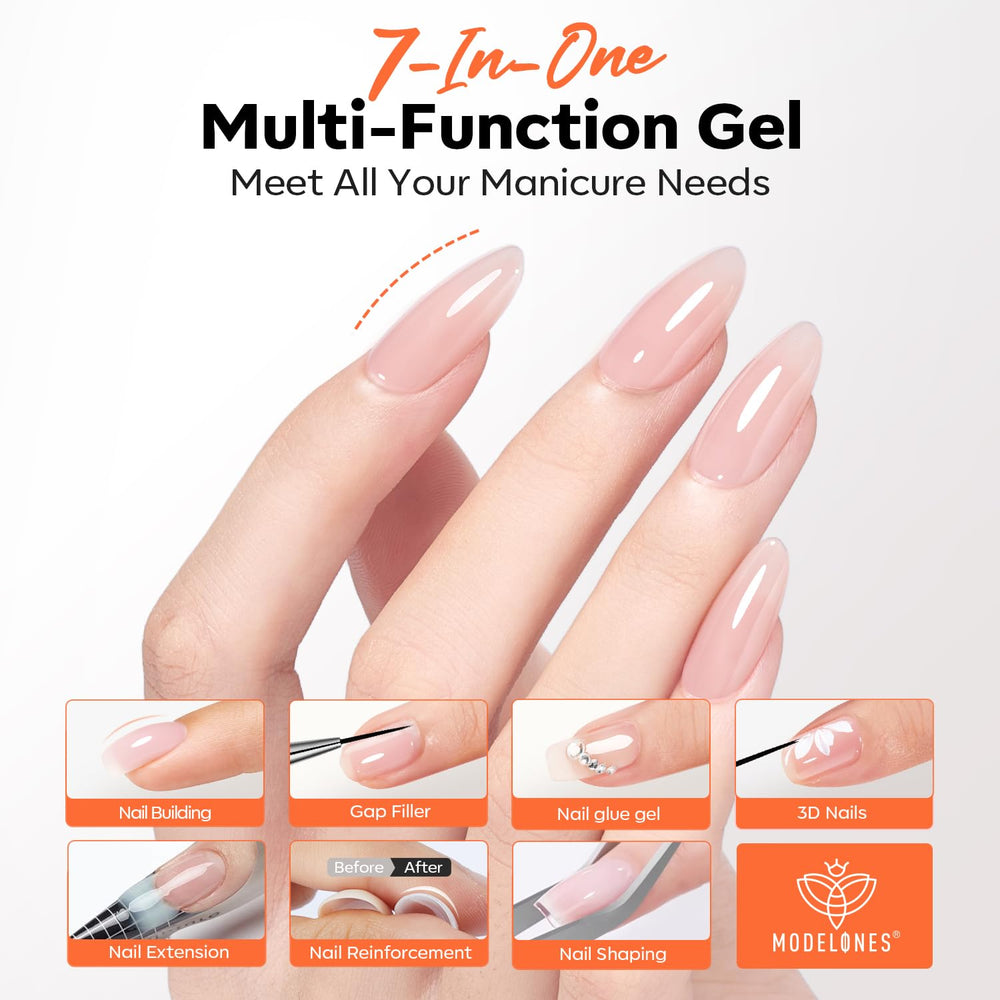 modelones brush applying gel to nail, demonstrating accurate placement and shaping benefit