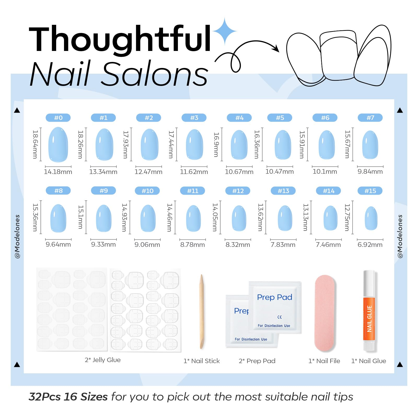 modelones hand pressing a nail on demonstrating quick three-minute application