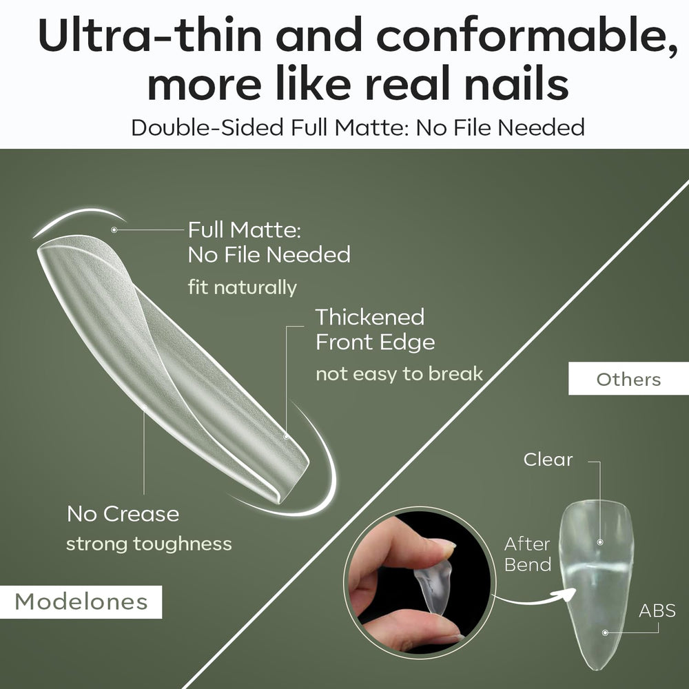 modelones nail tech applying a tip for faster salon workflow