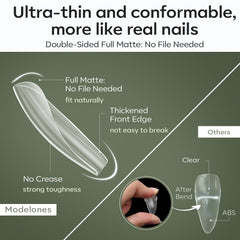 modelones nail tech applying a tip for faster salon workflow