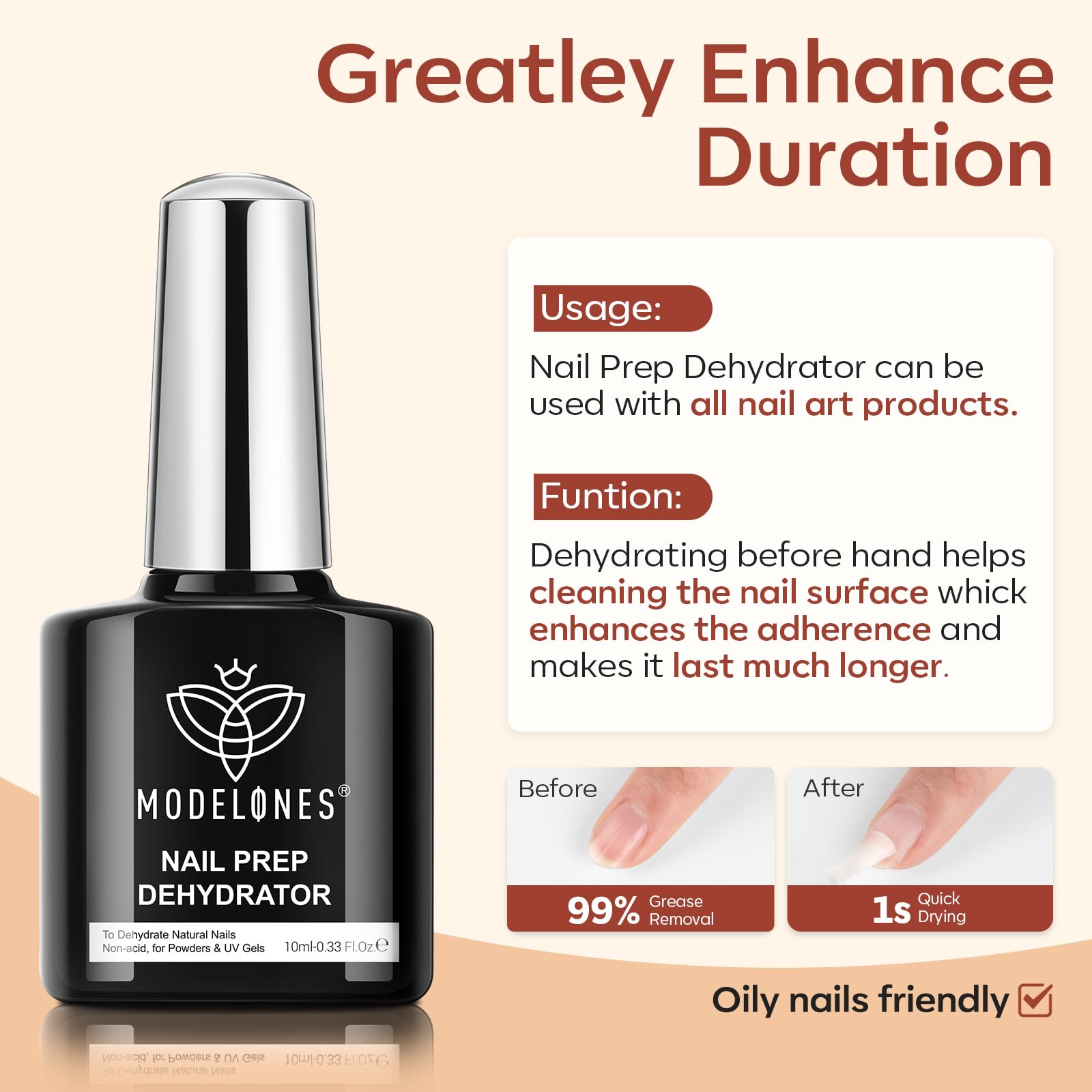 modelones application in use: hand applying base coat to nails for stronger bond and longer wear
