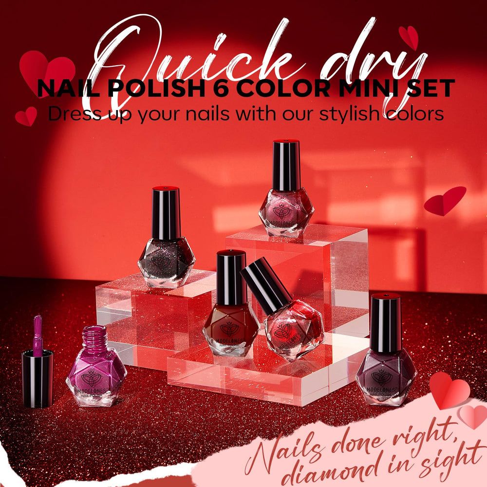 modelones manicure application on hands demonstrating quick-dry glossy finish