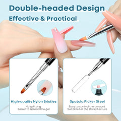 modelones poly gel being placed on nail form for smoother extension benefit