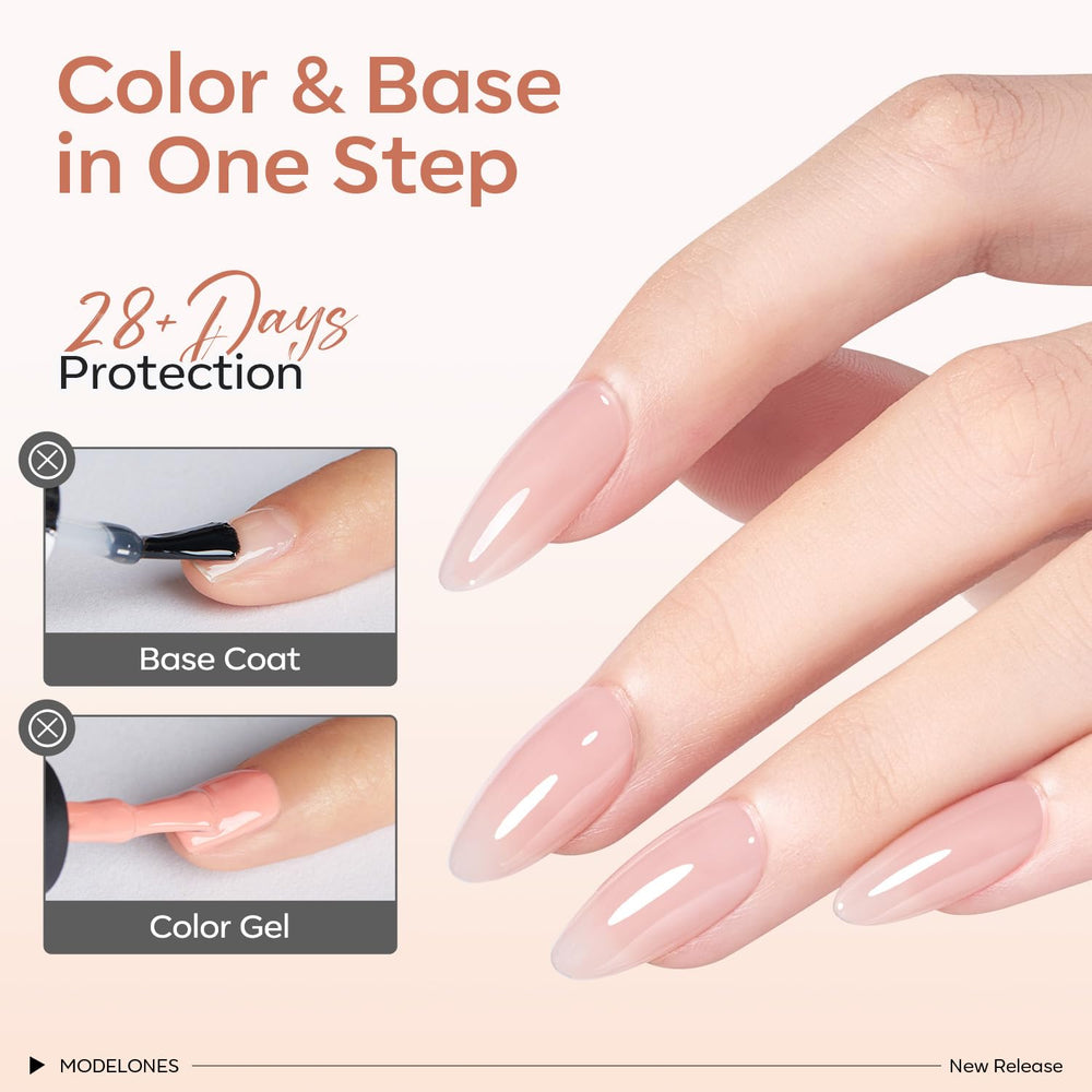 modelones applied on natural nail demonstrating added strength