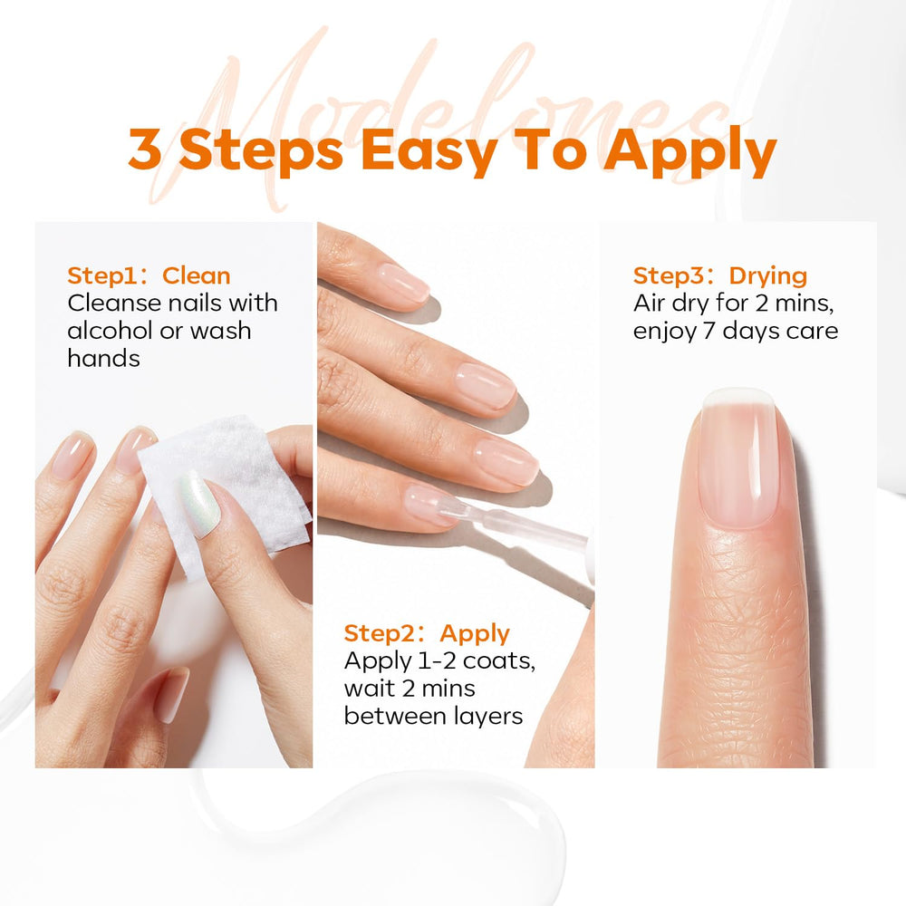 modelones applying polish to toenail showing protective coverage and improved appearance