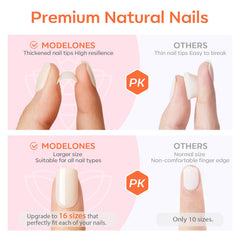 modelones step-by-step press-on application showing quick pop-on benefit