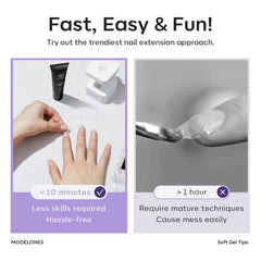 modelones tip being applied with builder gel for strong bond