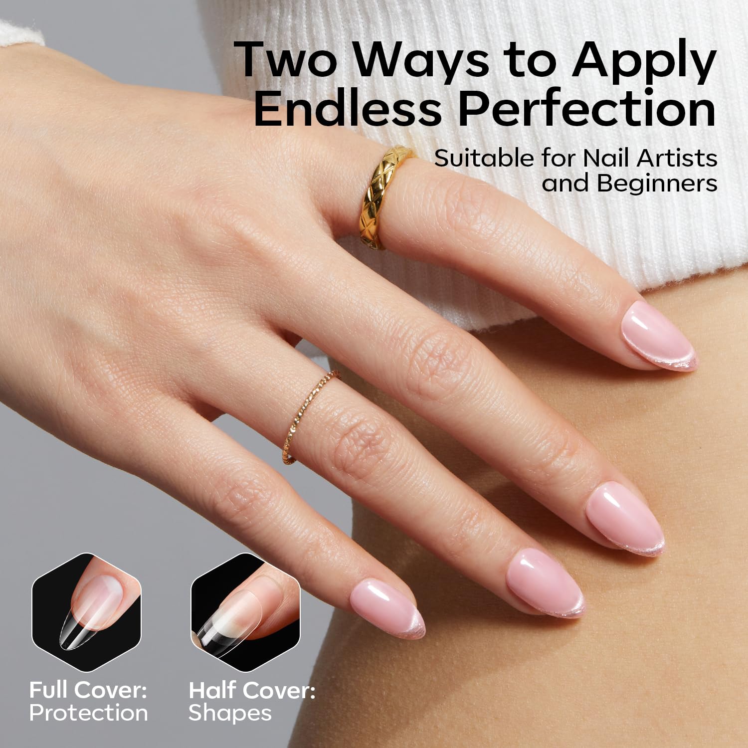 modelones nails being applied with glue for quick press-on wear