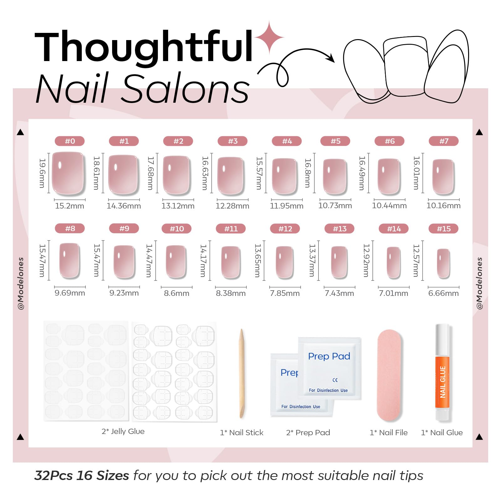 modelones applying nail glue to press-on nail showing secure long-lasting application