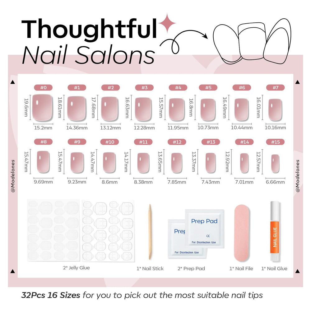 modelones applying nail glue to press-on nail showing secure long-lasting application