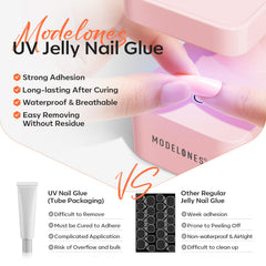 modelones applying press-on nail demonstrating fast, no-lamp bond