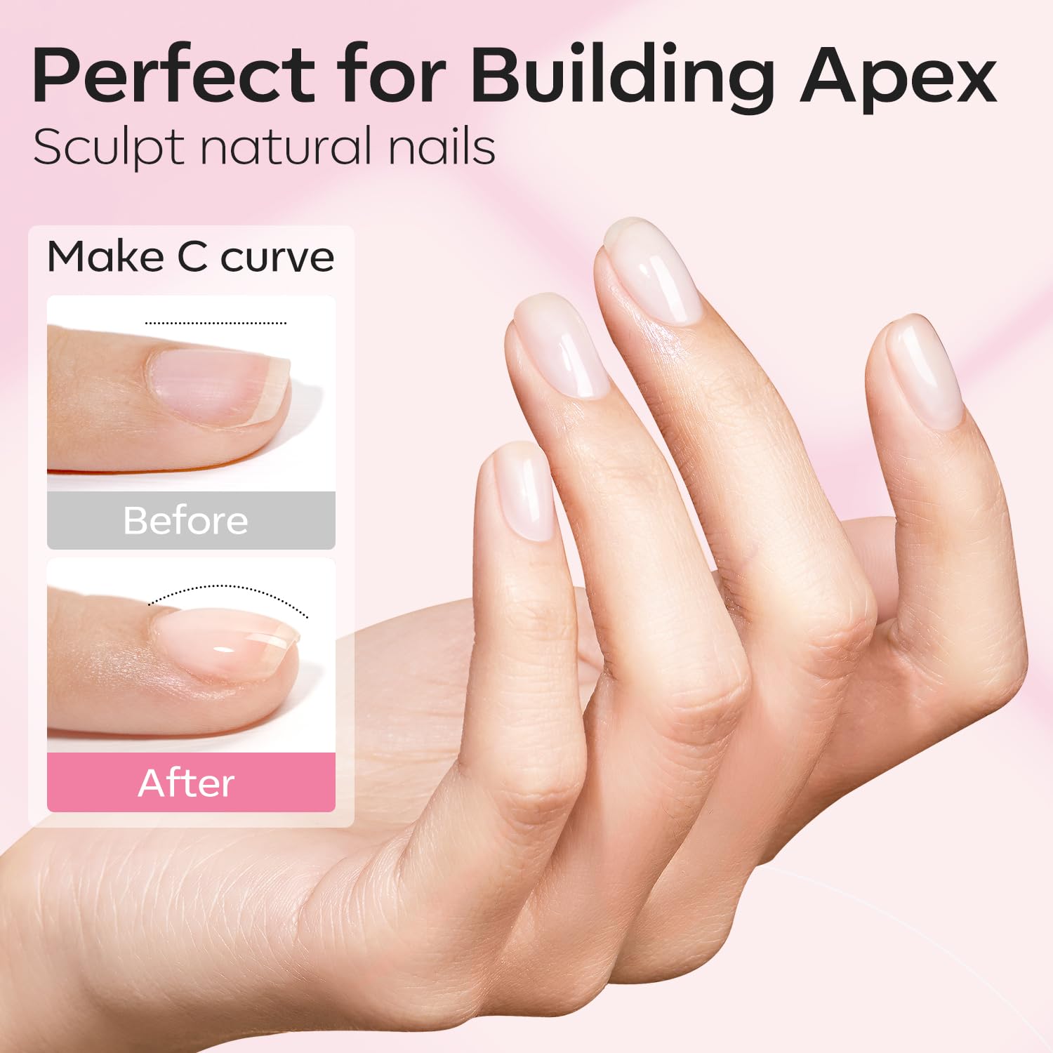 modelones baby pink gel texture swatch highlighting buildable thickness and pastel tint