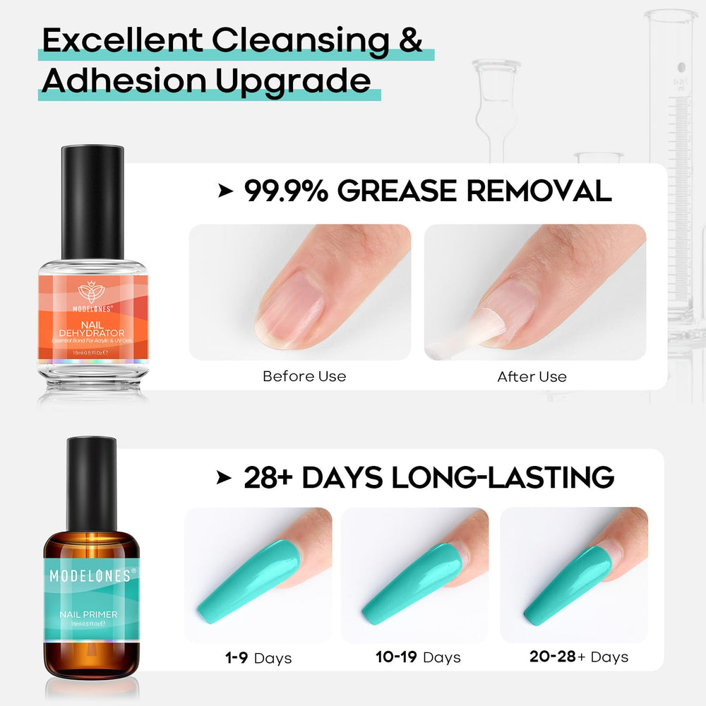 modelones before and after nails showing reduced lifting and smoother finish
