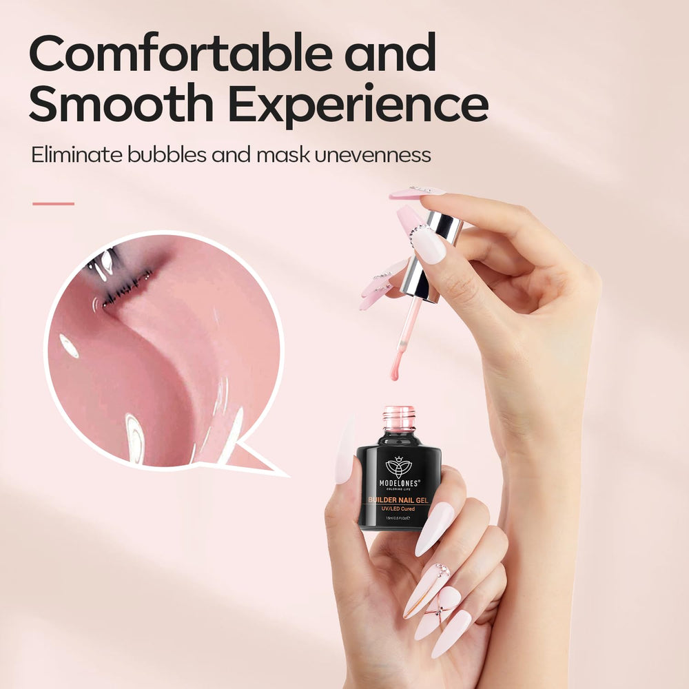 modelones before and after thin nail showing strengthened, thicker result