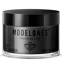 modelones jar front view showing black dip powder and durability benefit