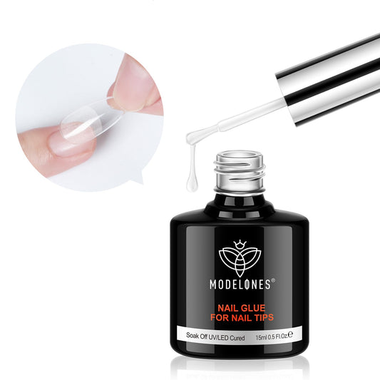 modelones bottle front showing clear gel and label, strong bonding benefit