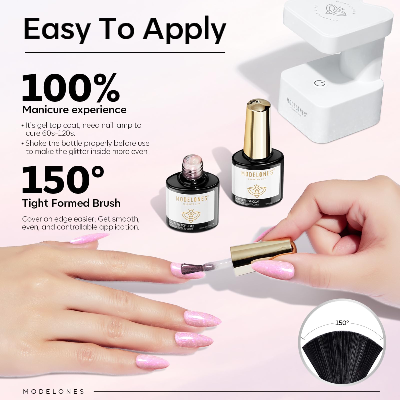 modelones bottle label and cap detail showing formula clarity and easy use benefit