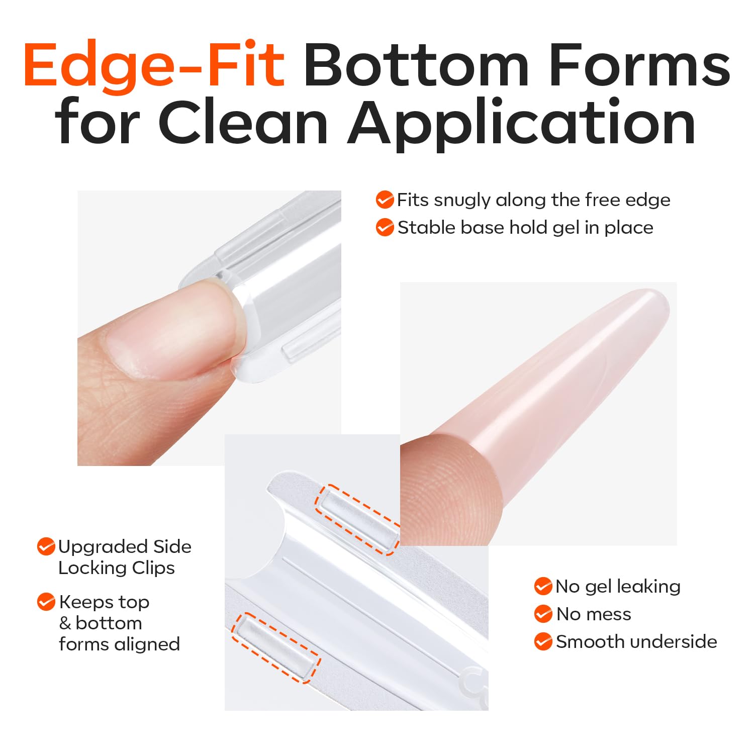 modelones bottom form close-up fitting free edge for stable support