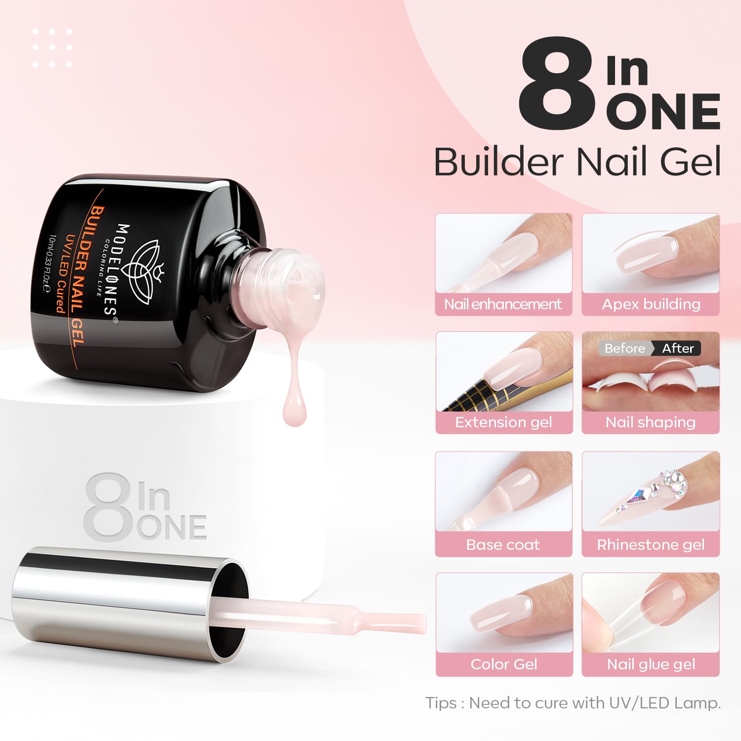 modelones built-in brush detail for precise application and smoother finish
