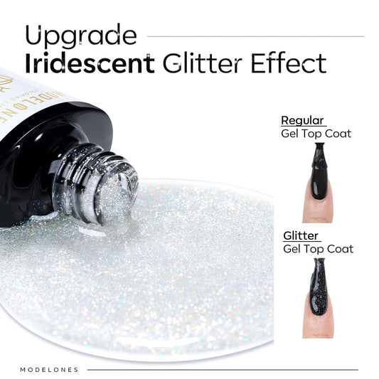 modelones brush loaded with glitter gel showing even application benefit smooth coverage