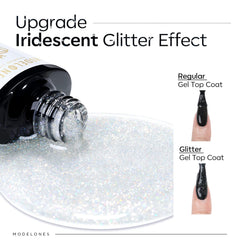 modelones brush loaded with glitter gel showing even application benefit smooth coverage