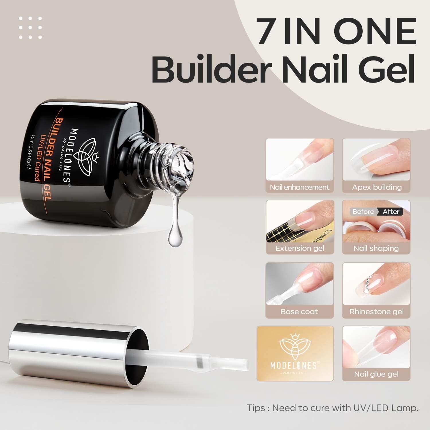 modelones built-in brush applicator detail for precise control