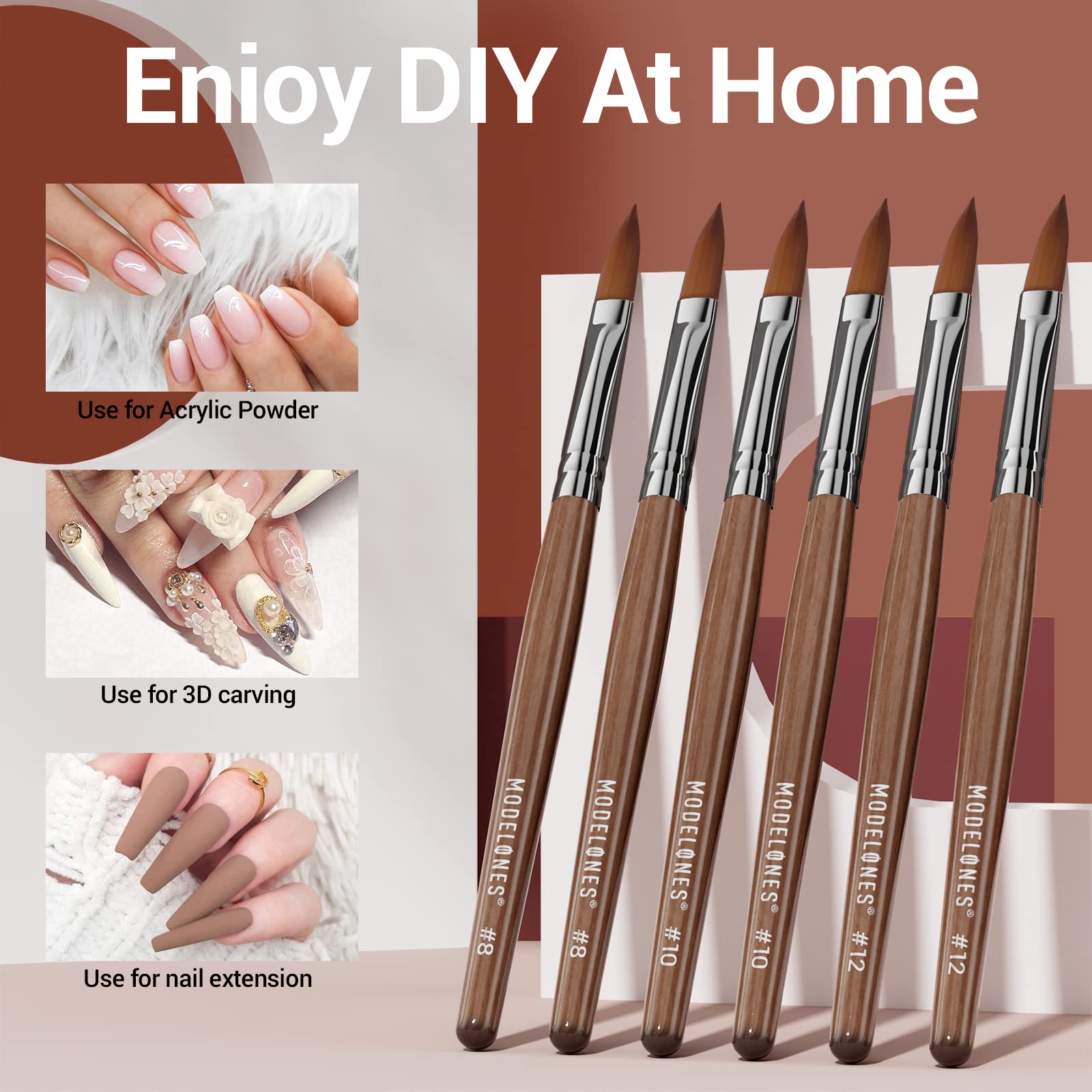 Modelones brush in acrylic application demonstrating smooth product laydown