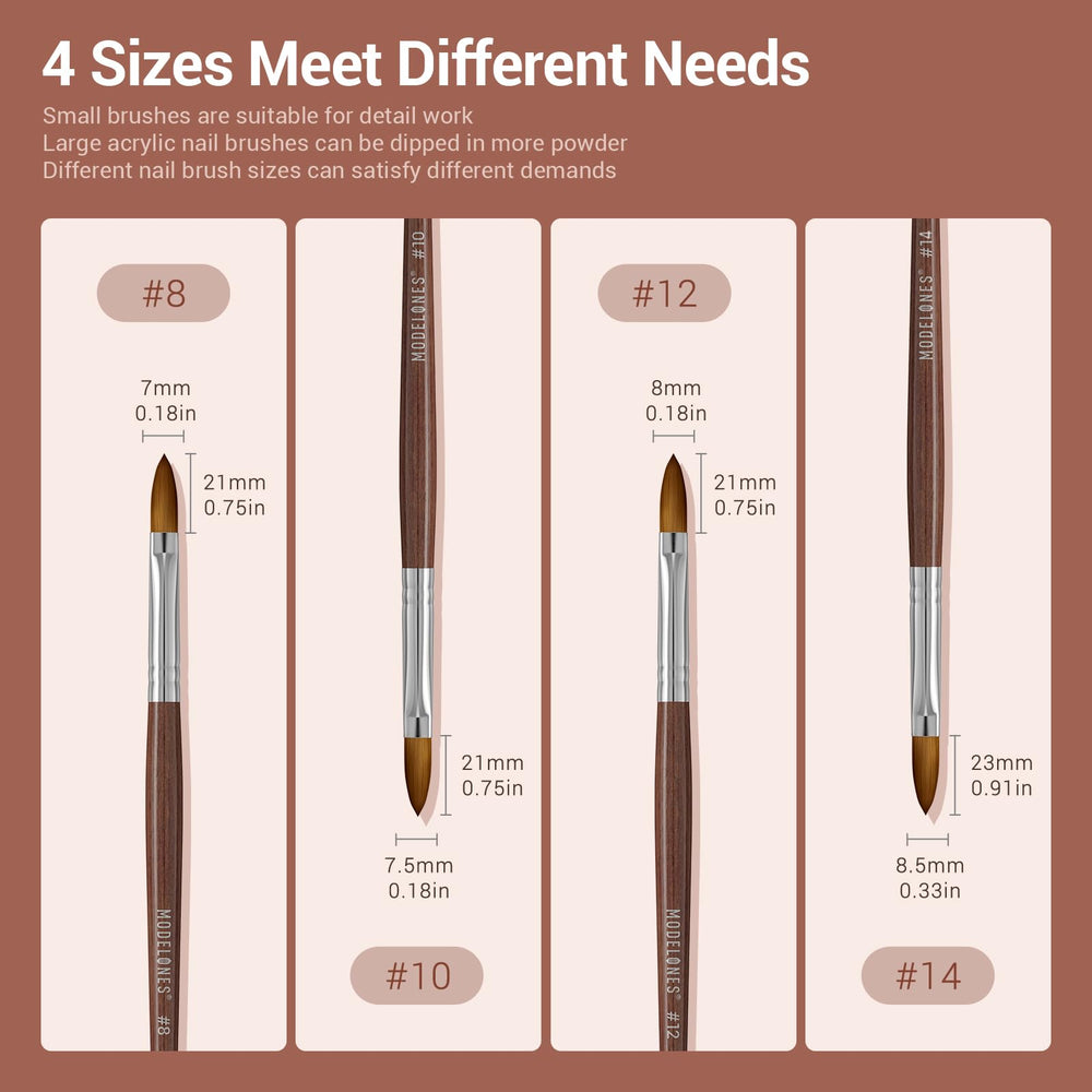 Modelones brush in use sculpting acrylic on nail tip illustrating precise bead placement benefit