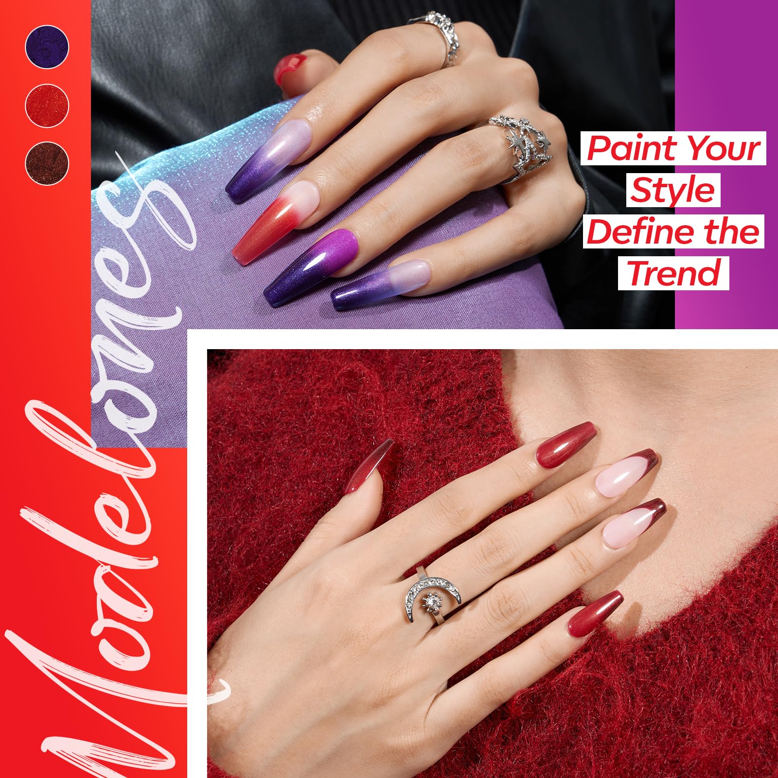 modelones brush stroke on nail demonstrating smooth application and even coverage