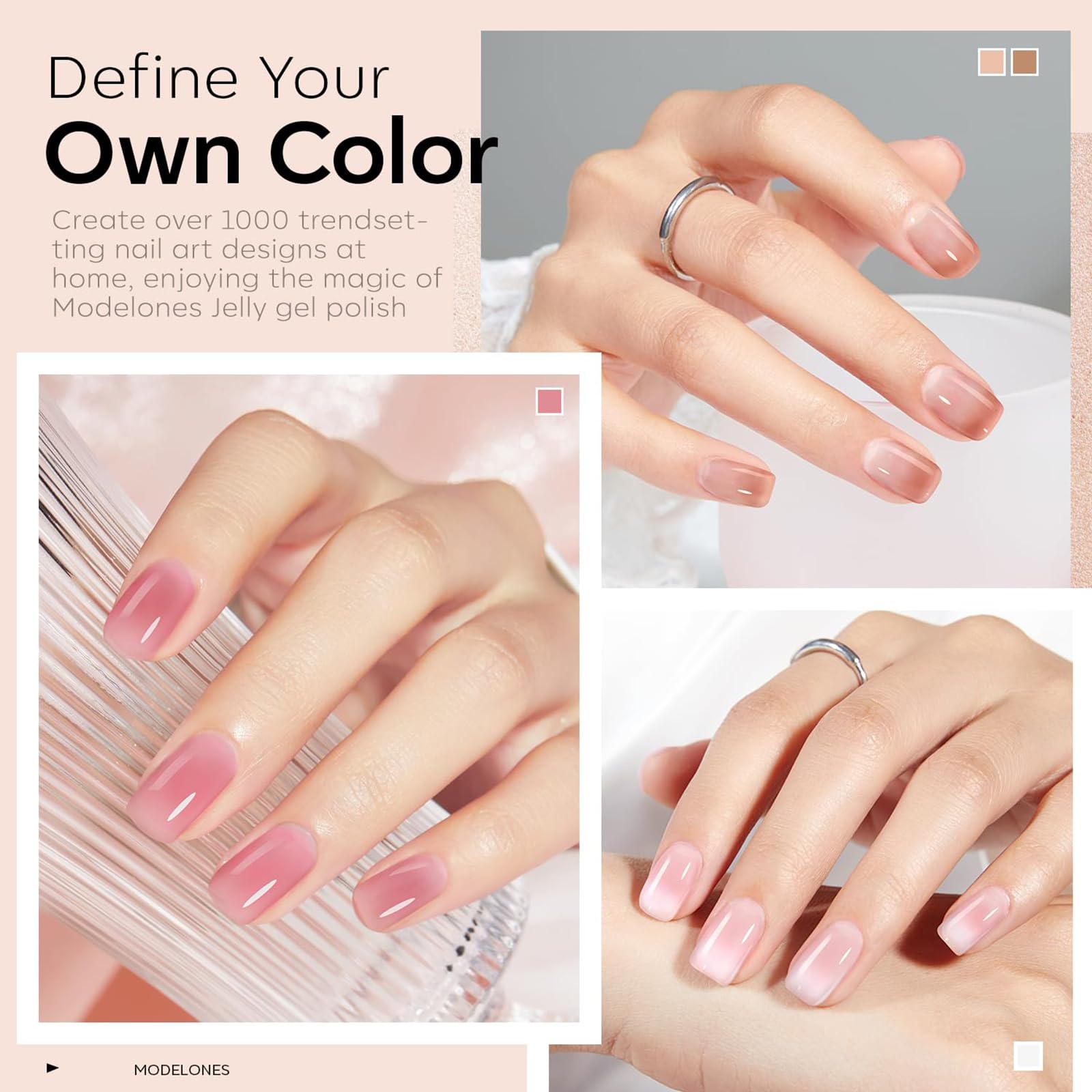 modelones brush stroke texture on nail swatch showing smooth application benefit