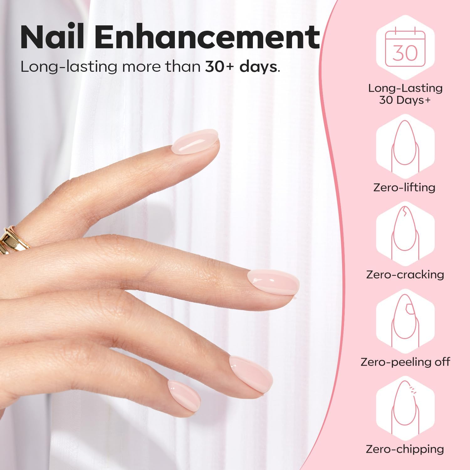 modelones built nail apex demo illustrating achieved thickness and natural nude finish for stronger nails