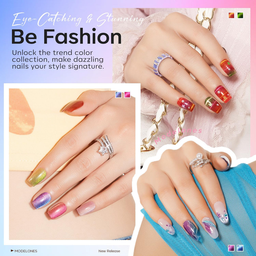 modelones cat eye effect closeup showcasing magnetic shimmer for eye-catching nails